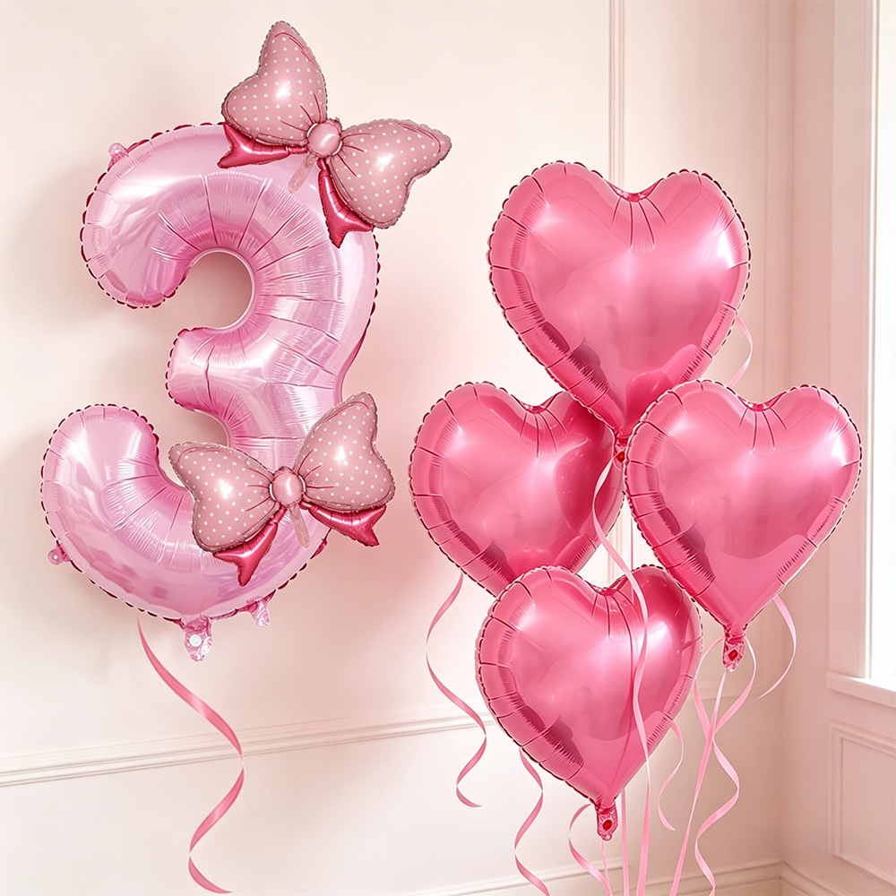 Confetti Balloon Set - Decorazioni per Feste con Fiocco Rosa,