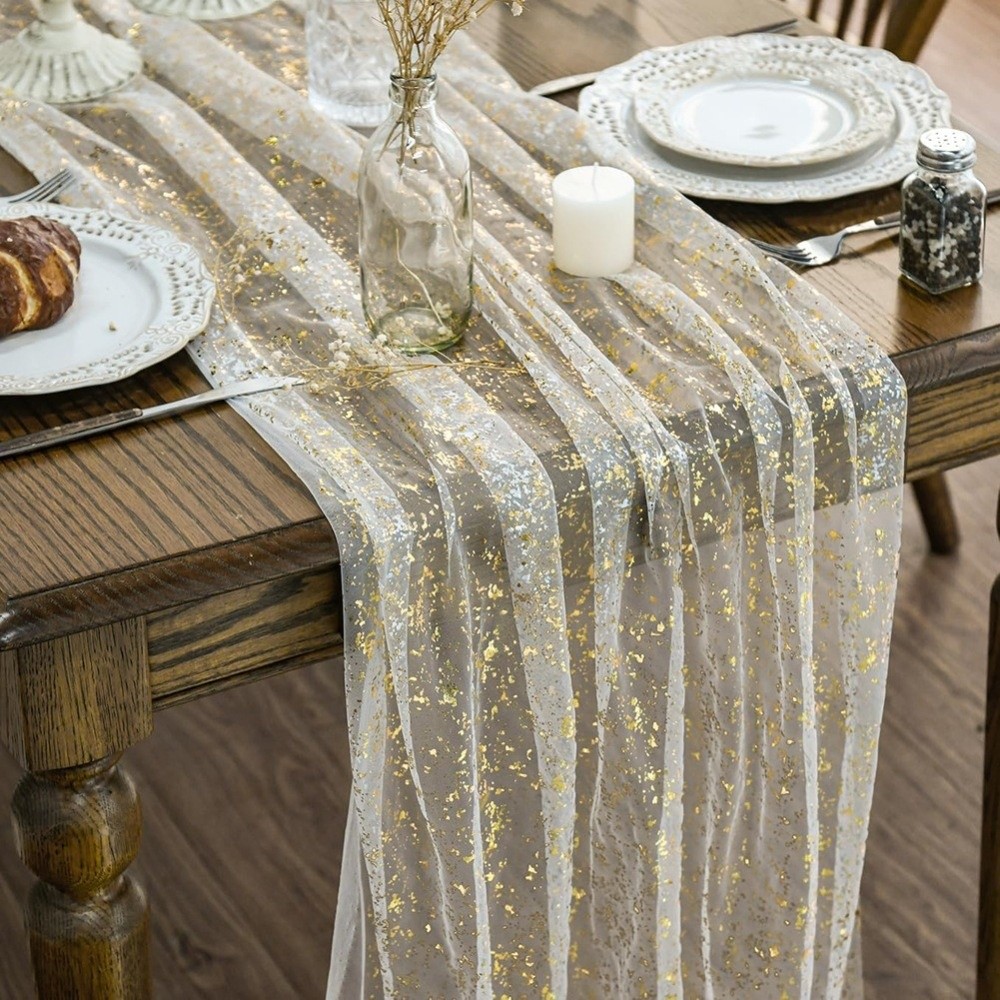 Table Runner Sequin - Runner da Tavolo in Rete Dorata