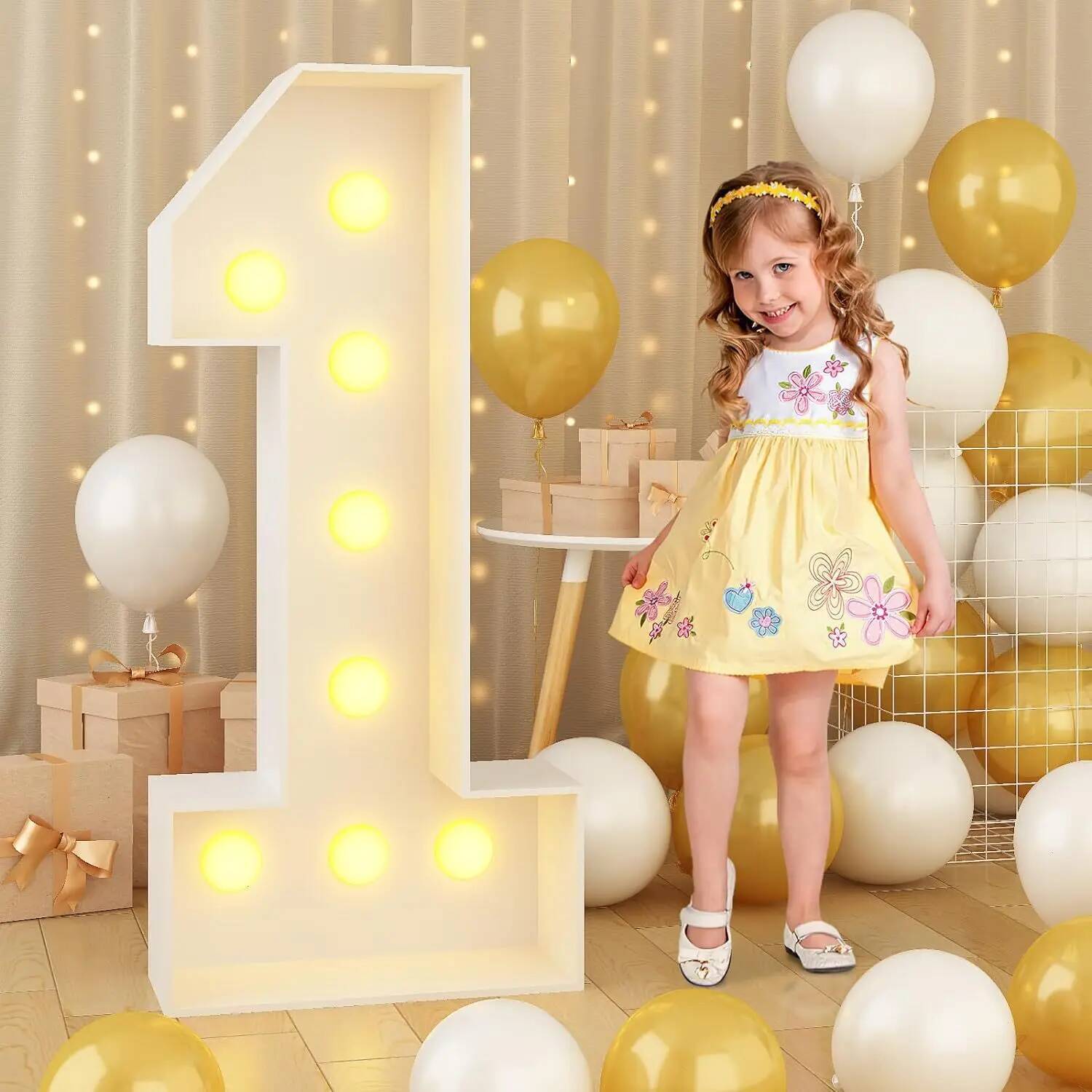 Confetti Balloon Set - Numero Gigante Luminoso a LED per