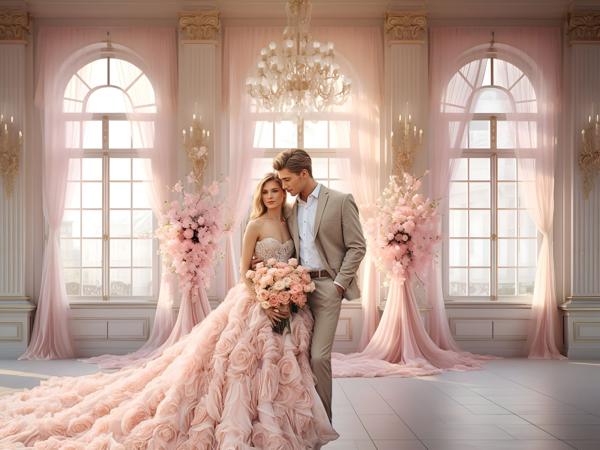 Wedding Qq - Fondali fotografia floreale palazzo rosa Tenda