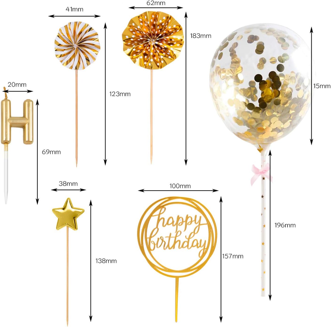 Set di Candeline Dorate per Co - Confetti Balloon Set recensione e prezzo
