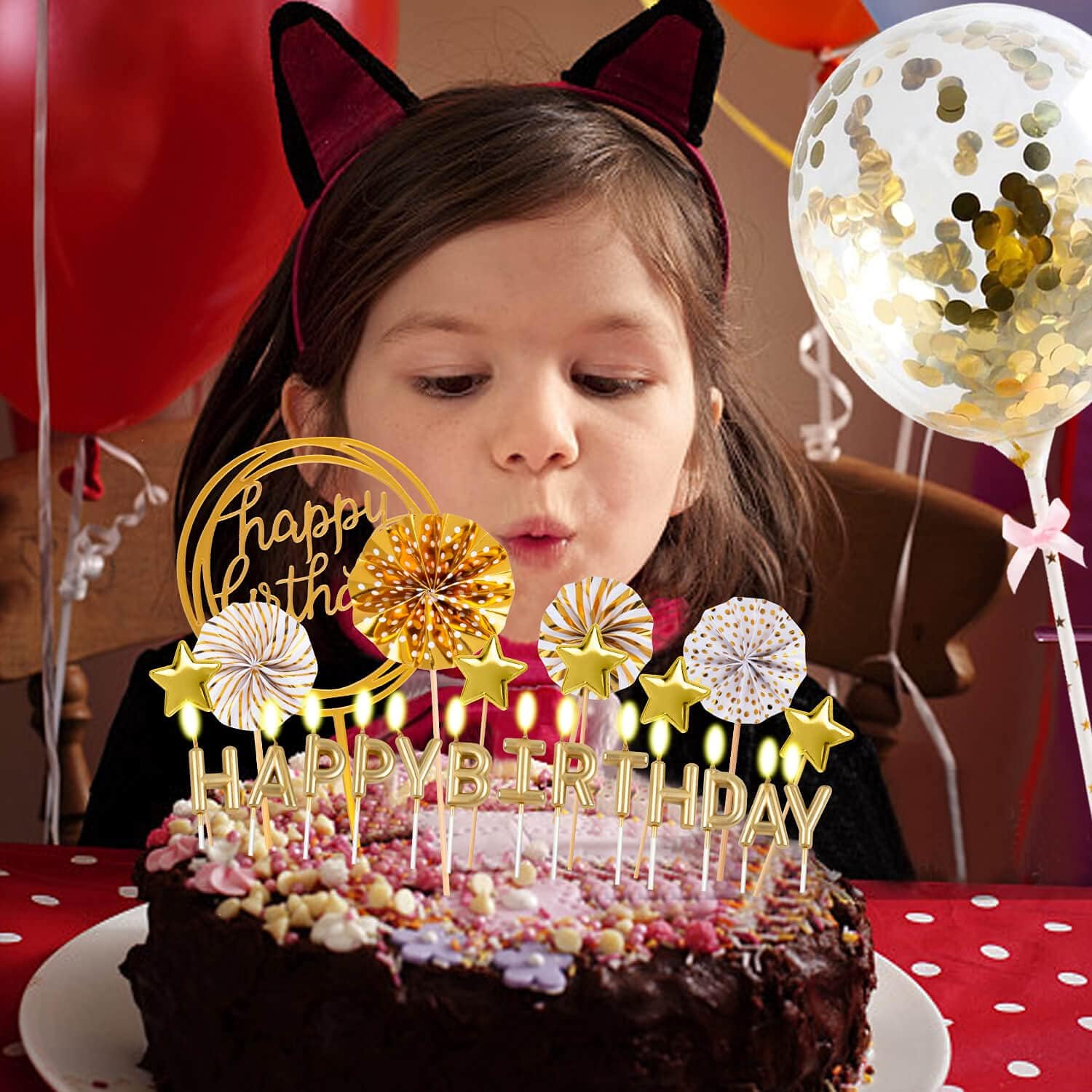Set di Candeline Dorate per Co - Confetti Balloon Set recensione e prezzo